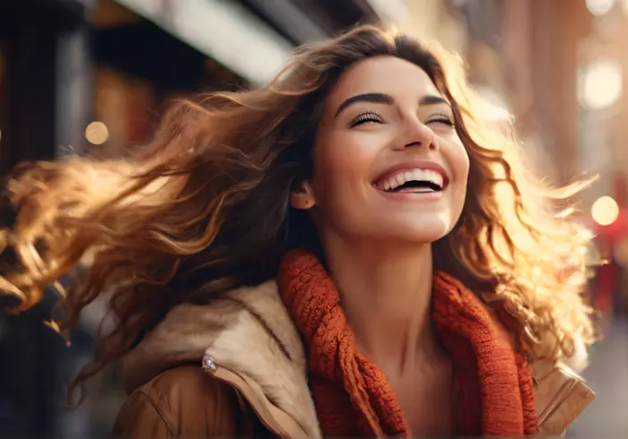 Skrattande ung kvinna